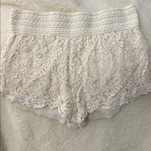 Ambiance apparel Lacey cream shorts